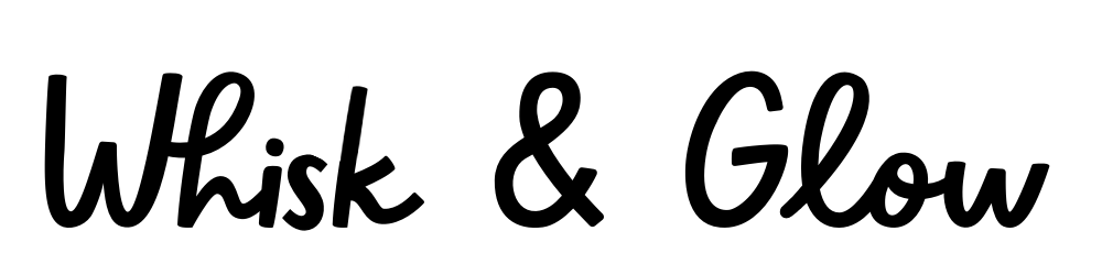black script font logo for whisk and glow